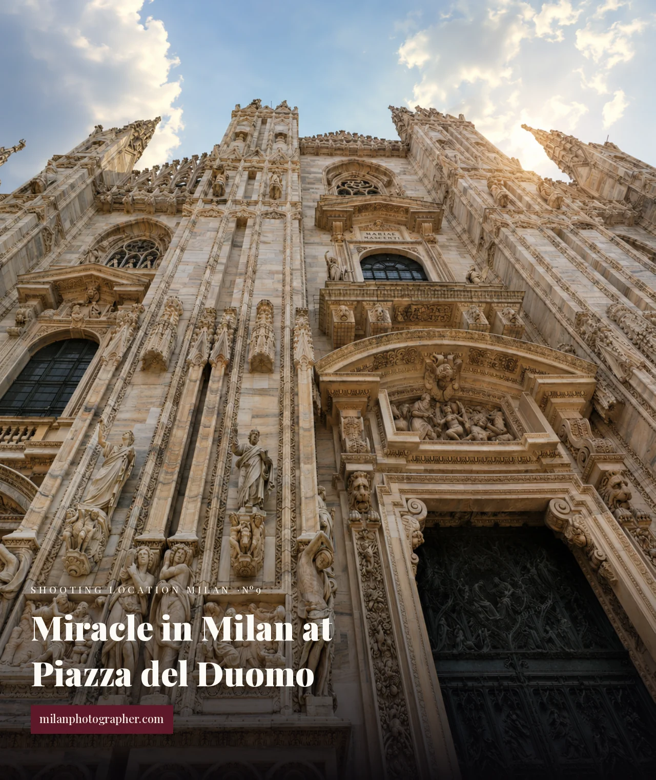 Miracle in Milan shooting location in Milan - photo from website milanphotographer.com The Gothic façade of Milan's Duomo seen from Piazza del Duomo — a Miracle in Milan shooting location in Milan - website milanphotographer.com